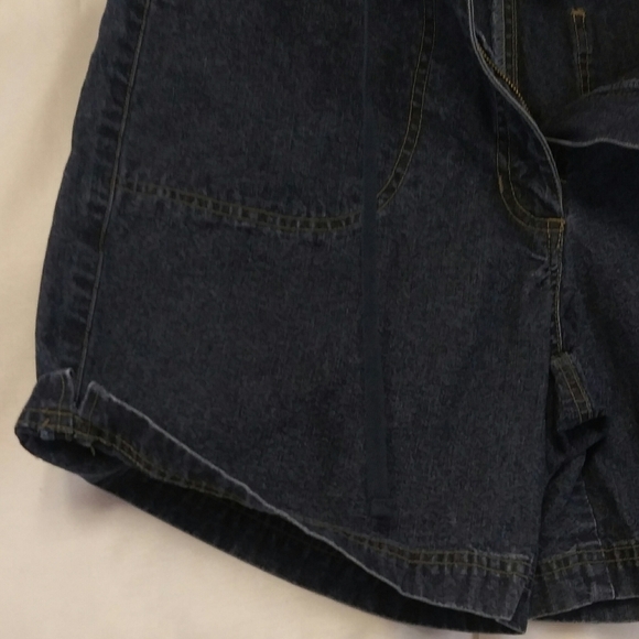 Cotton Ginny Vintage Blue Dark Wash High Rise Button Zip Drawstring Jean Short - Picture 4 of 8